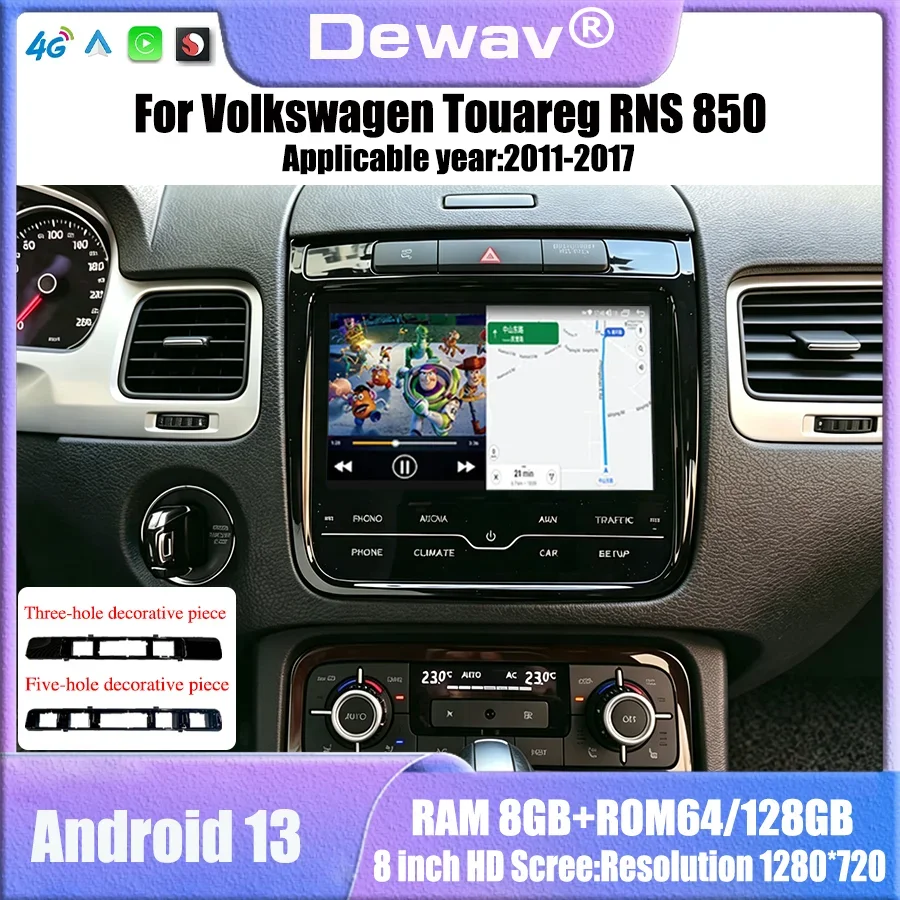 Radio Carpaly Android 13 For 2011-2017 Volkswagen Touareg RNS850 Screen Multimedia Player Qualcomm Retains OEM Menu Full Touch