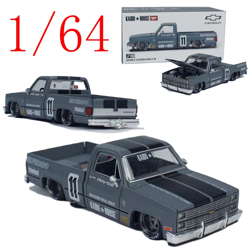 

MINIGT Diecast 1/64 Scale Chevrolet Alloy Model Cars Chevrolet Silverado KHMG160 Play Vehicles Toys for Boys Gift Original Box
