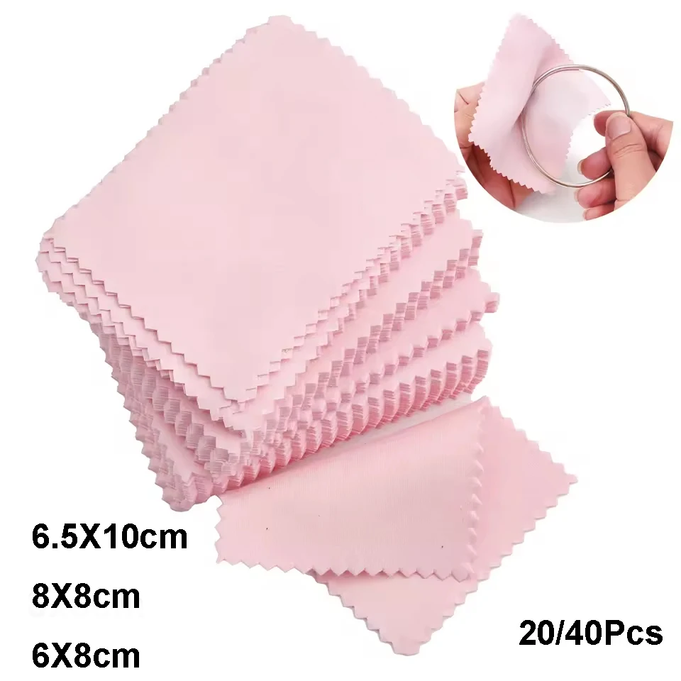 

20/40Pcs/pack 6.5-8cm Jewelry Polishing Pink Color Fabric Polish Cleaning Cloth Care For 925 Clean Cleaning Cloth Polishing Clot