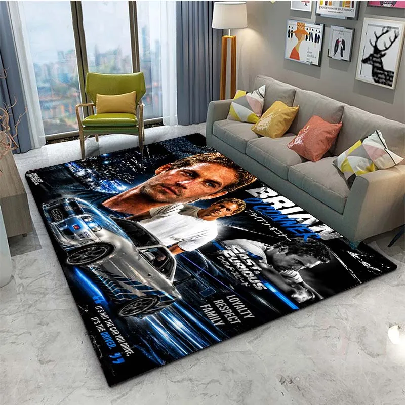 Fast and Furious Racing Car P-PAUL-WALKER NonSlip Rug for Living Room,Bedroom,Playroom,Kitchen,Prayer Floor Mat Decor Rug Gift