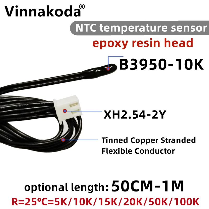 1PCS NTC Thermistor Temperature Sensor B3950 5K 10K 15K 20K 50K 100K 1% Air probe air conditioning probe 50CM 1M