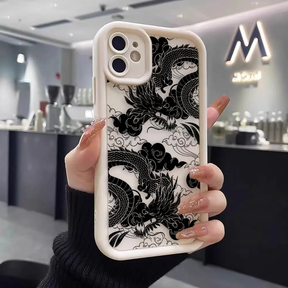 Painted Dragons Phoenixes Luxtury Phone Case For iPhone Apple 15 14 12 13 11 Pro 8 7 SE Plus X XR XS Max Funda Case Capa Shell