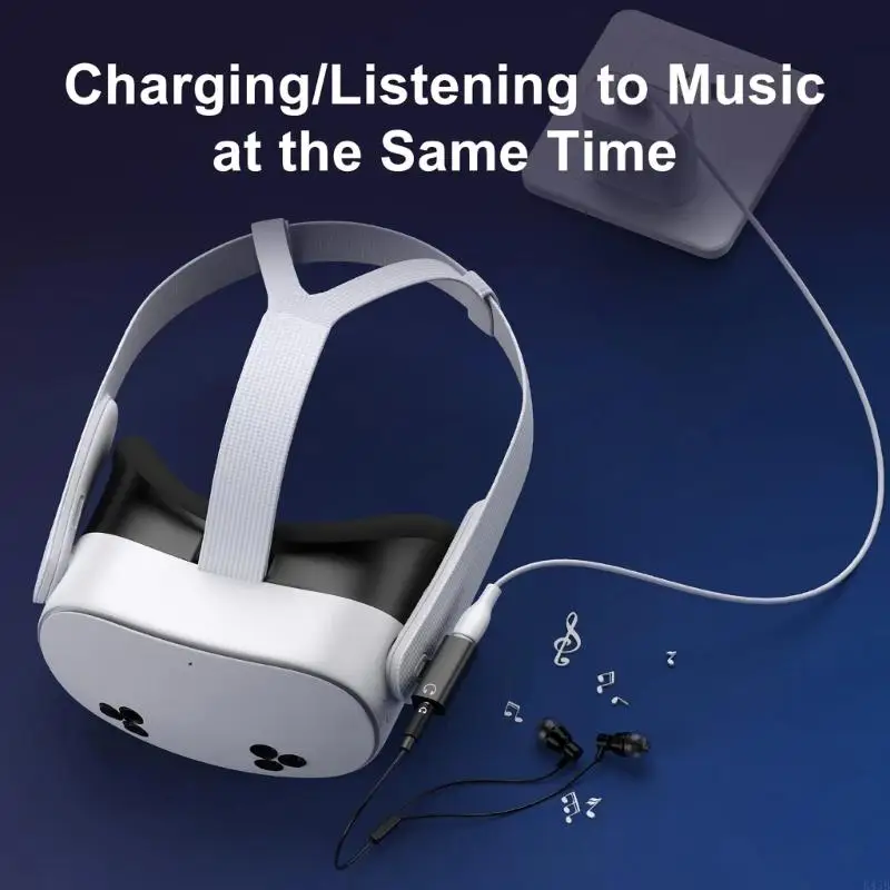 K43B T Shaped Type C Auditory Adapter For VR Headphones and More Supports Simultaneous Charging And Auditory 2 in 1