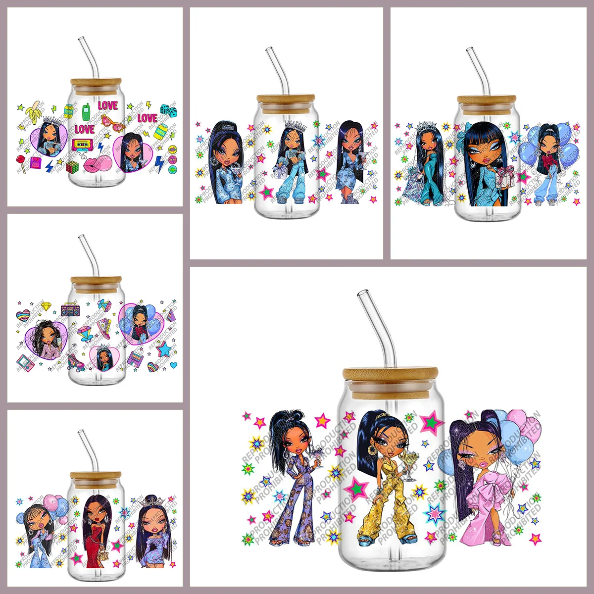 

New Pretty Rock Girl 16oz UV DTF 3D Sticker Decals Wraps For Glass Can Cup Craft DIY Gift Creative Stickers