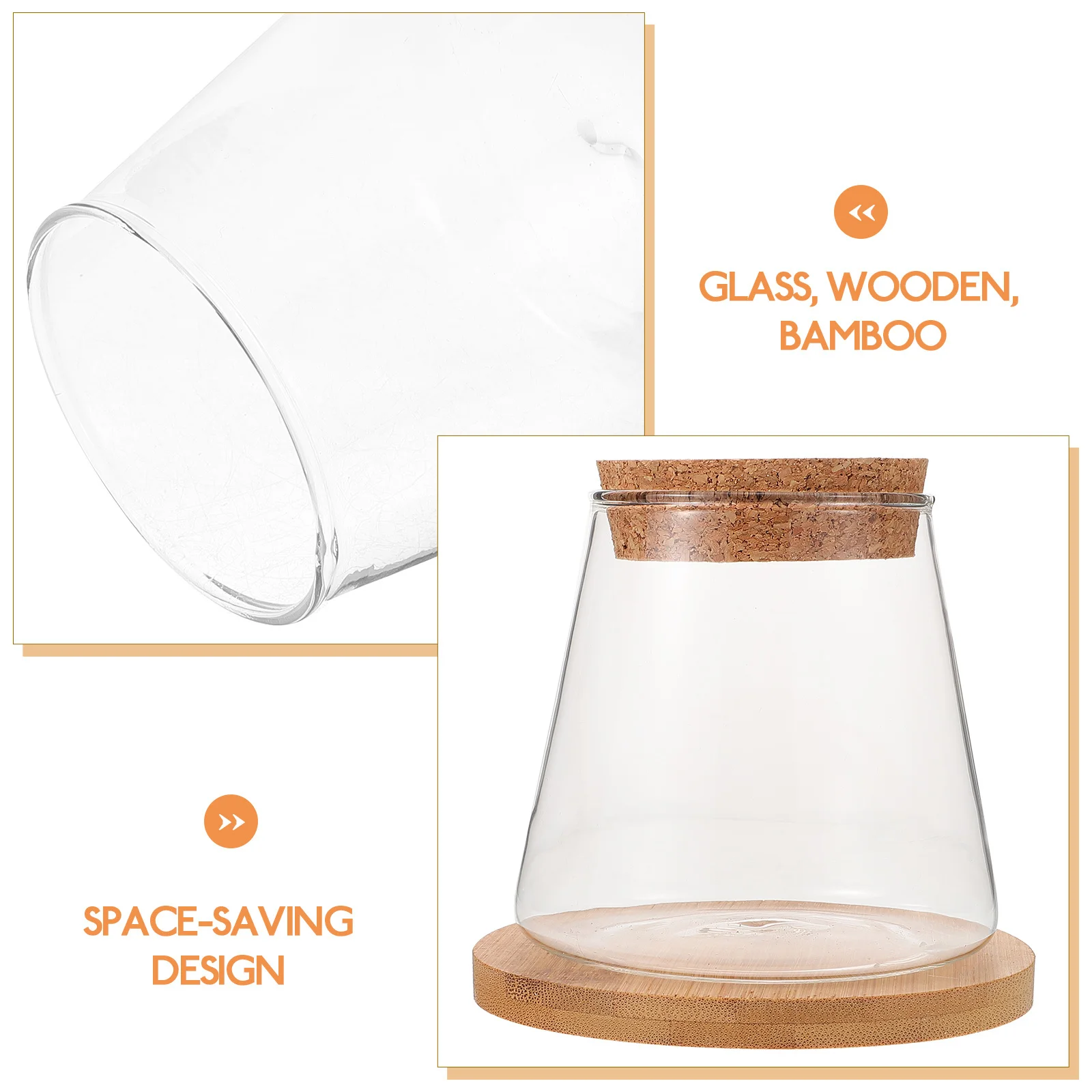 

1 Set Glass Fish Tank With Wooden Lid Compact Desktop Aquarium For Fish Hydroponic Plants Simple Transparent Terrarium Container