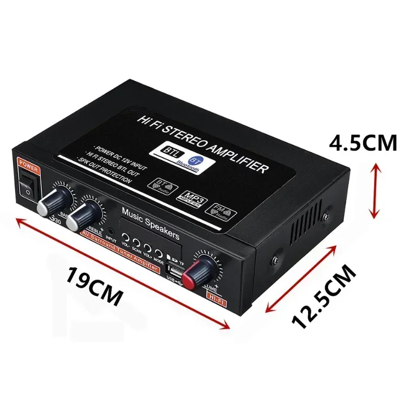 DC 12V G30 HIFI Bluetooth Car Audio amplificatore di potenza lettore Radio a 2 canali supporto SD / USB / DVD / MP3 con telecomando