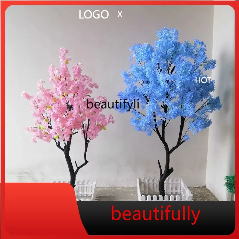 

X Artificial Cherry Tree Indoor Decoration Flower Tree Living Room Decoration Large Home Peach Blossom Fake Trees