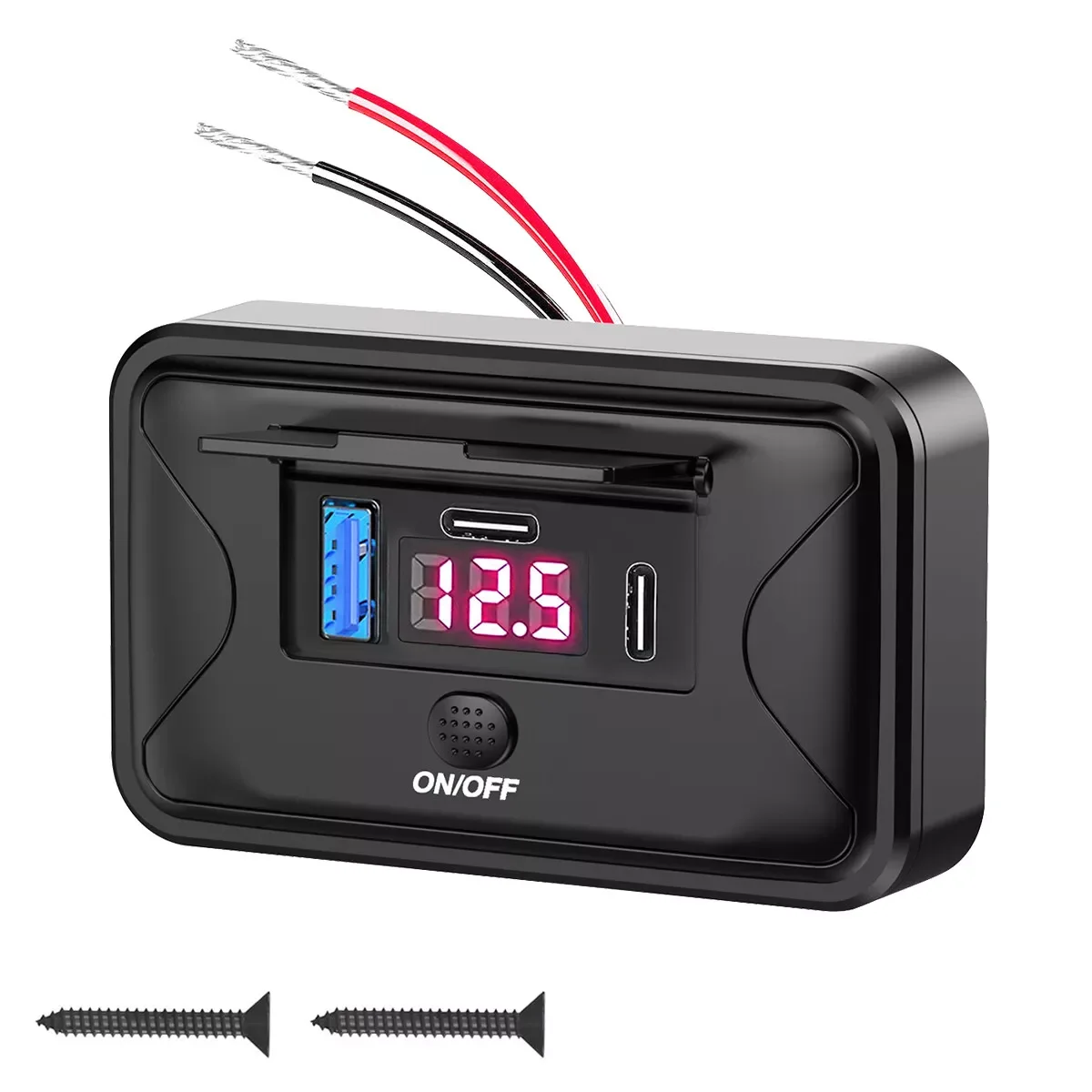 

90 Вт Quick Charge 3.0 PD USB 3-портовое автомобильное зарядное устройство, адаптер 12 В/24 В, USB-розетка с переключателем для автомобиля, морского автобуса