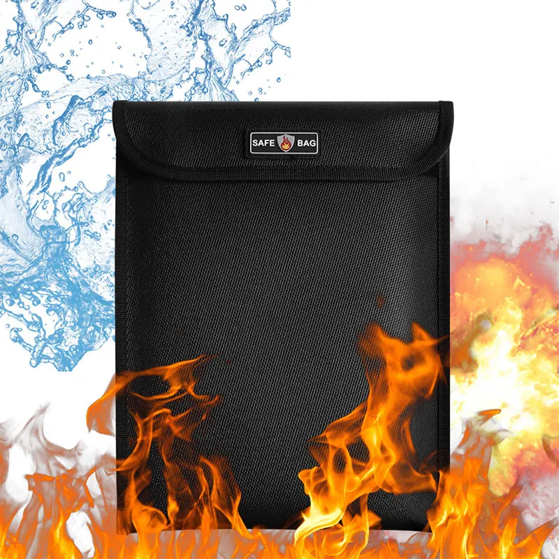 

Fireproof Waterproof Document Storage Bag Portable Travel Bag For Money Passport