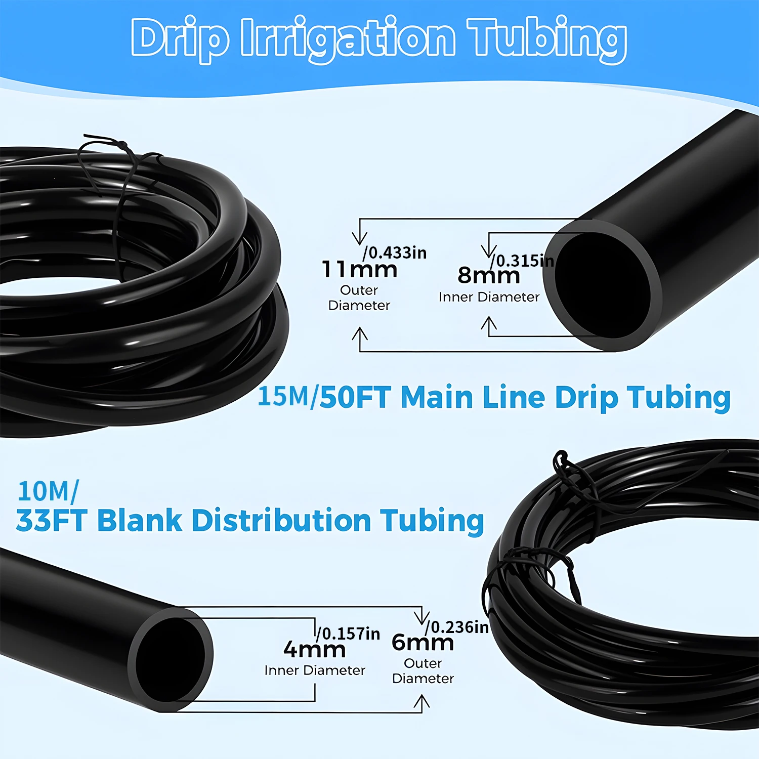 Rotary Scattering Nozzle Micro Drip Irrigation Kit Thread Automatic Watering System with 4/6 Split to 8/12 Connector 8m to 25m