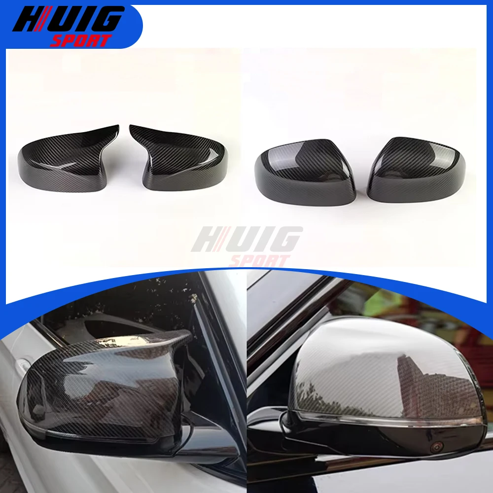 

3K Real Carbon Fiber Mirror Cover For BMW X3 G01 X4 G02 X5 G05 X6 G06 X7 G07 2018-2020 Side Door Ox Horn Rearview Cover Caps