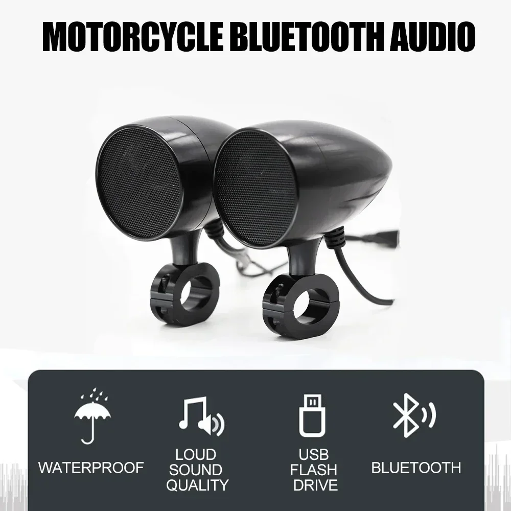 Motorcycle Speaker Waterproof Bluetooth MP3 Audio Metal USB Music Metal Player Stereo Accessories High quality Dual Channel