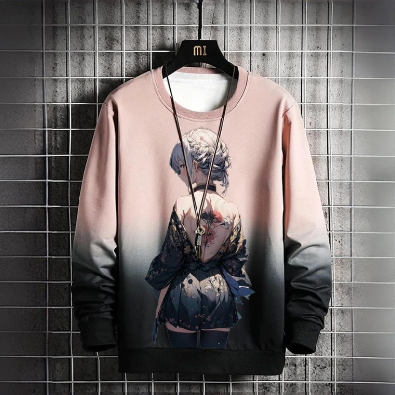 3D Print Anime Characters Long Sleeve T-Shirts For Men Autumn Fashion Men\'s O-Neck Sportwear Oversized  Pullover Men clothing