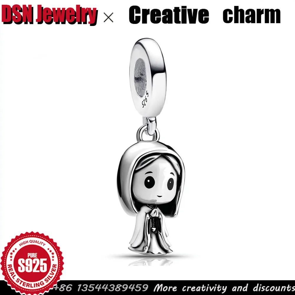 

DSN 925 Sterling Silver Charm Cartoon Virgin Mary Customizable pendant Original DIY Engravable Bead Women Jewelry accessories