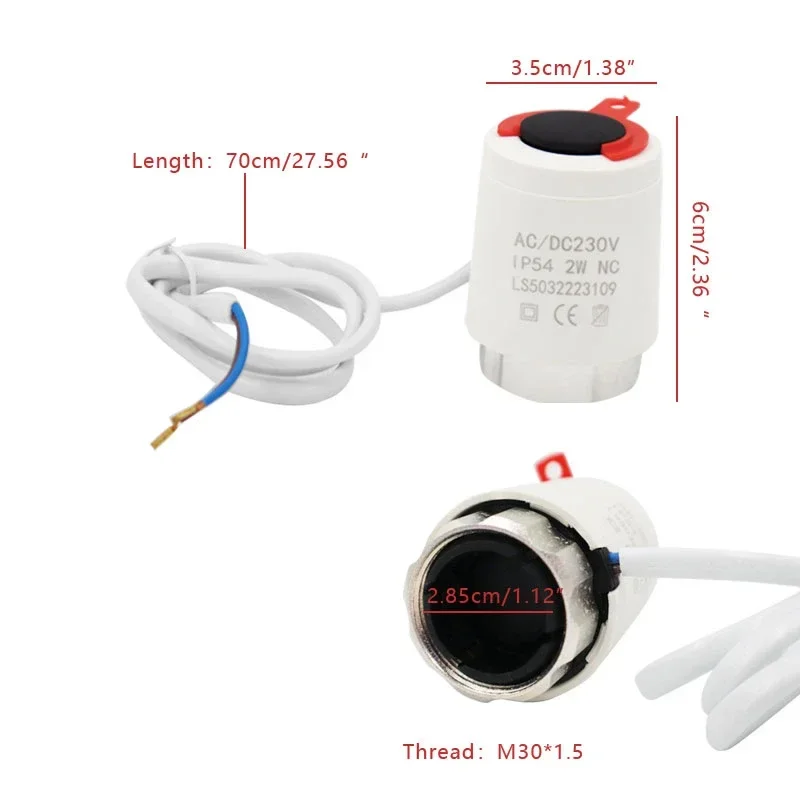 Actuador térmico eléctrico de 230V, radiador para calefacción por suelo radiante, NC sin válvula, N58A