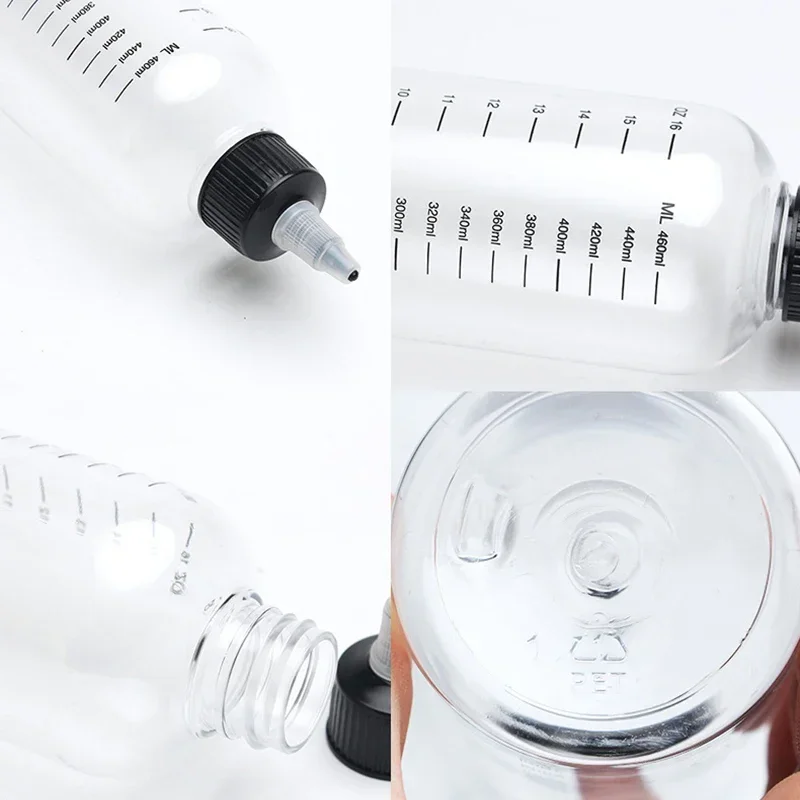 5 pz 30/60/100/120/250/500 ml di Plastica PET Succo di Liquido Bottiglie Contagocce Con Scala Pigmento Del Tatuaggio Contenitori di Inchiostro A Punta superiore