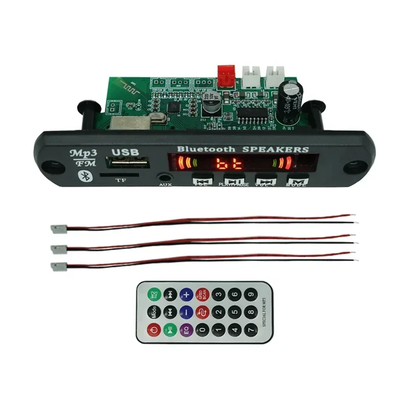 DC 12V Car TF Card Version 2x15W Amplifier MP3 Decoding Module Bluetooth 5.0 Music Speaker USB FM Remote Power Decoder Board