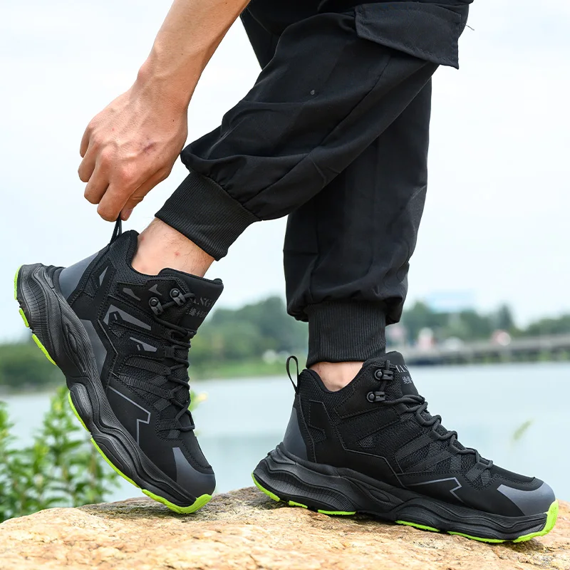 높은 상위 안전 신발 남자 강철 발가락 작업 신발 남자 여자 작업 안전 부츠 안티 스매쉬 안전 불멸의 작업 부츠 통기성