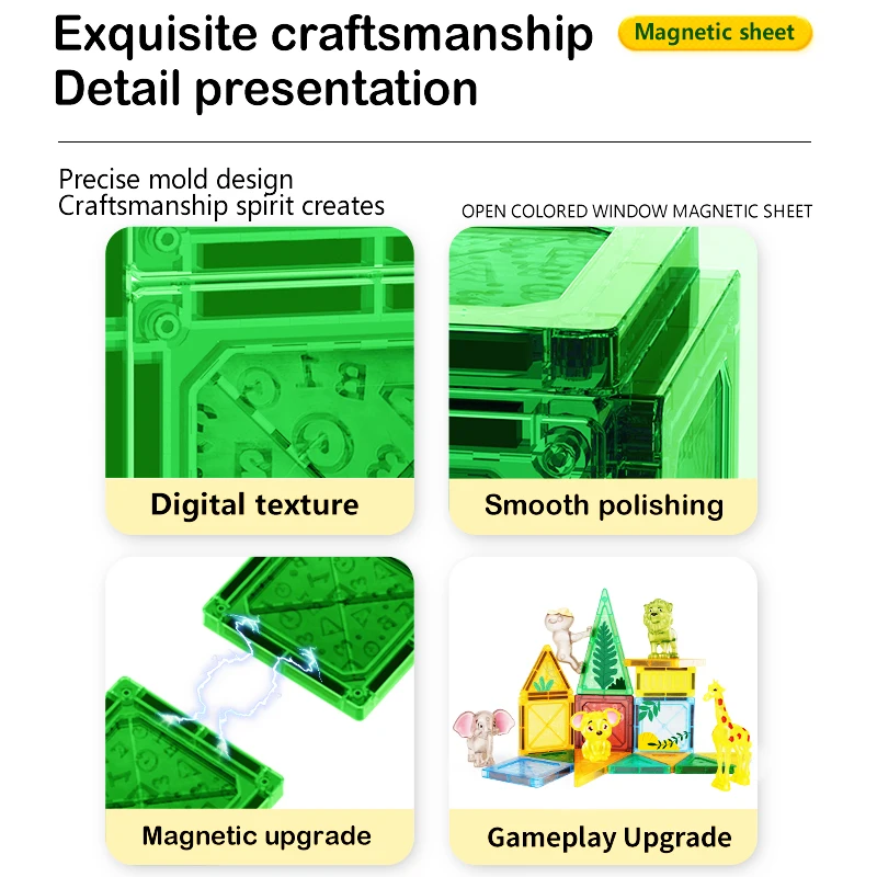 لعبة أطفال على شكل ديناصور غابة على شكل حيوانات كتل مغناطيسية مجموعة أساسيات الفصول الدراسية، مكعبات بناء مغناطيسية للأطفال Magn
