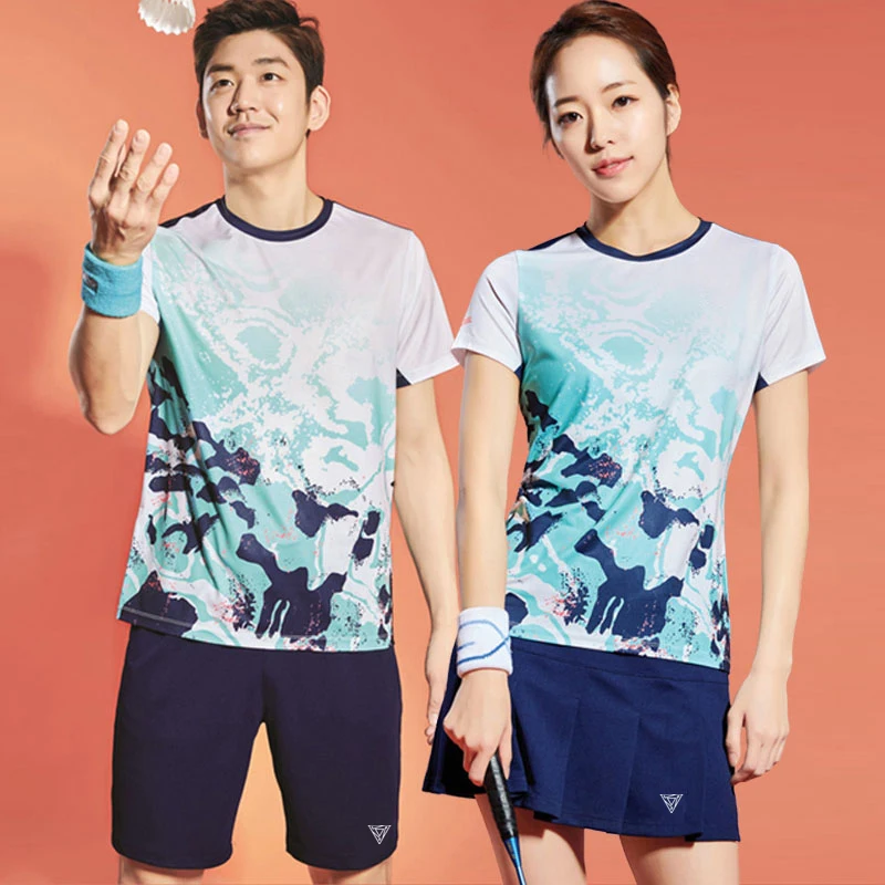 24 new tennis wear short sleeve men\'s and women\'s sports set spring and summer quick dry badminton table tennis training clothin