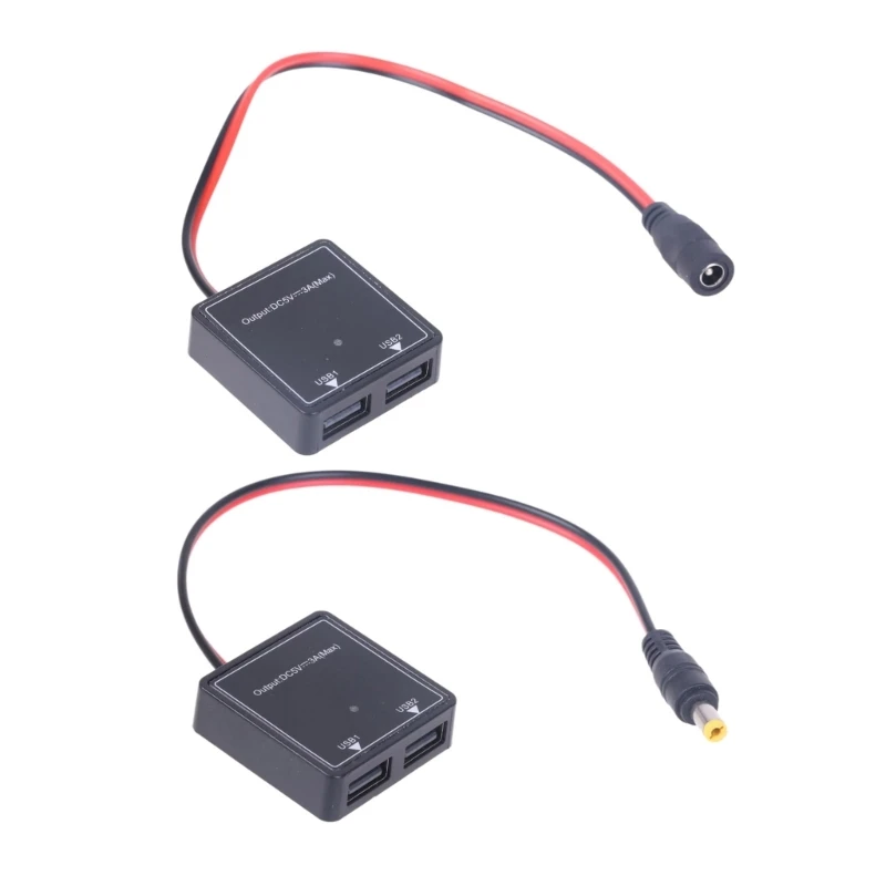 6V-30V DC5521 to Two USB Charging Adapter Dustproof Fast Power Delivery for Phones and Vehicles Motorcycles Boats