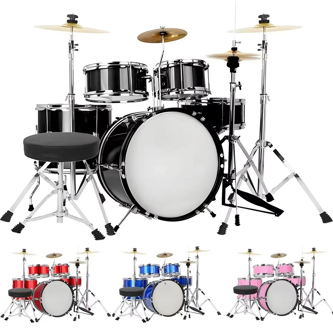 

Foreign Trade Drum Set, Adult Professional Grading, Children's Jazz Drum, 5 Drums, 4 Cymbals