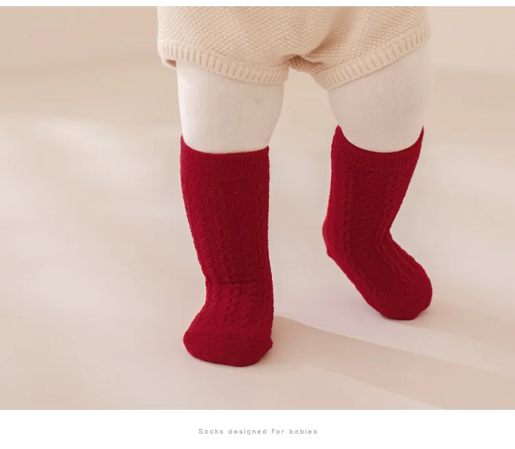 Red New Year Socks Newborn Baby Kids Socks 0-12Y Children Mid-calf Socks Winter Infant Toddler Boys Girls Thick Warm Socks