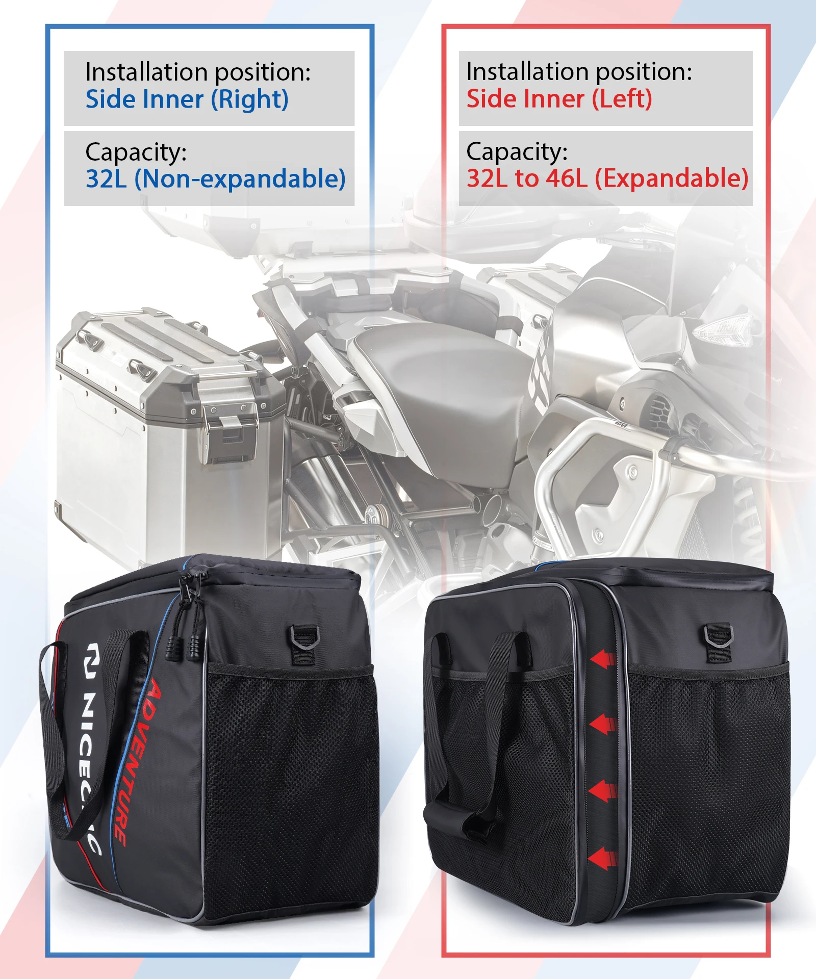 For BMW R1200GS R1250GS Adventure S1000XR G310GS R1150GS Motorcycle Side Case Liner Bags Luggage Pannier /Top Box Inner Bags