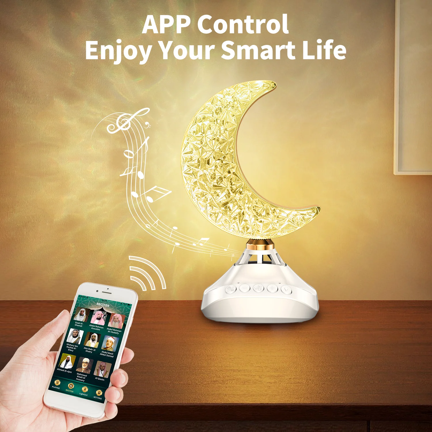 New Moon Lamp Quran Speaker LED 16 Kinds Colorful Touch Light APP Control Holy Quran Player SQ-830