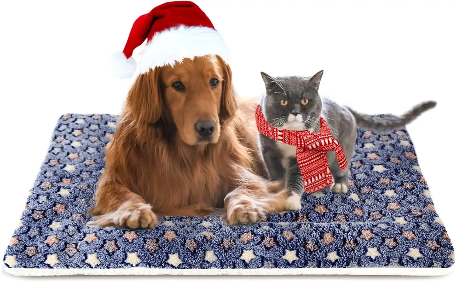 

Ультрамягкая двусторонняя лежанка для собак с принтом звезд, моющийся коврик для клетки для крупных, средних и мелких собак, темно-синий, 41x29 дюймов