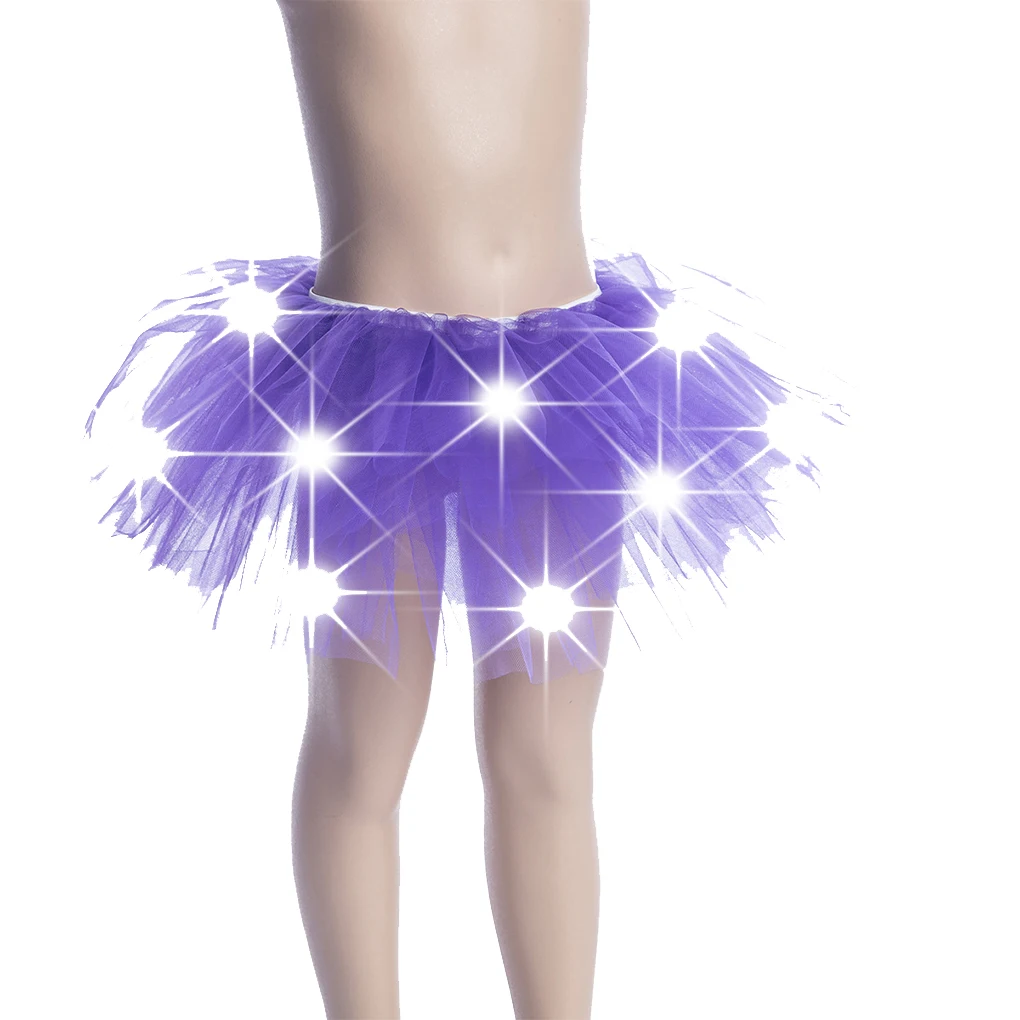 Kids Girls Light Up LED Tutu Novelty Stage Dance Skirt Mini Skirt Dancewear Children Party Costume