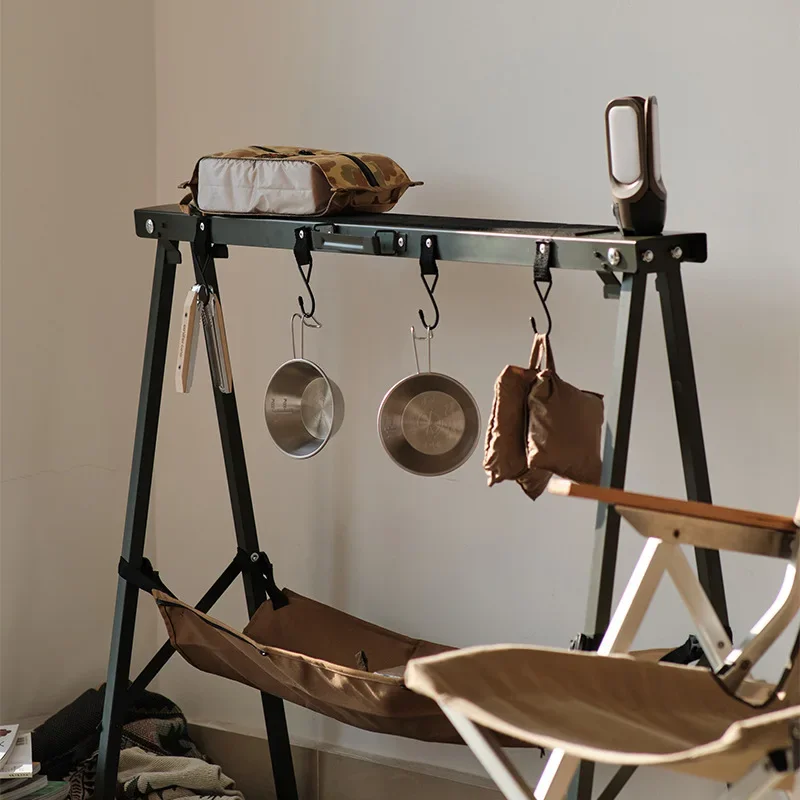 

Outdoor portable folding rack, self-driving camping camping iron hanger