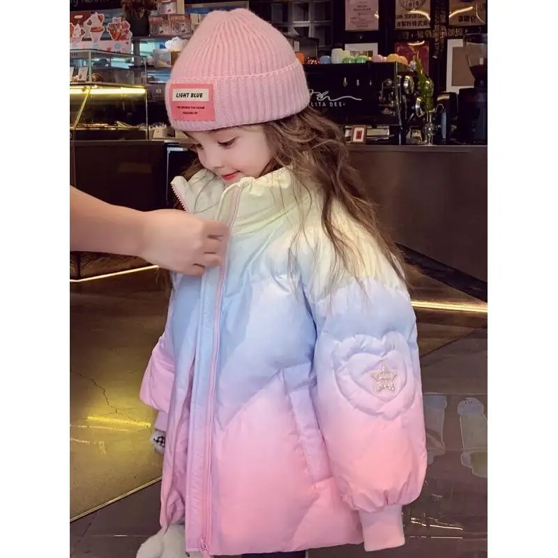New 2025 Winter Girls Thick Down-Filled Waterproof Cotton Padded Jacket Fashionable Coat for Baby Kids Cold Weather Outerwear