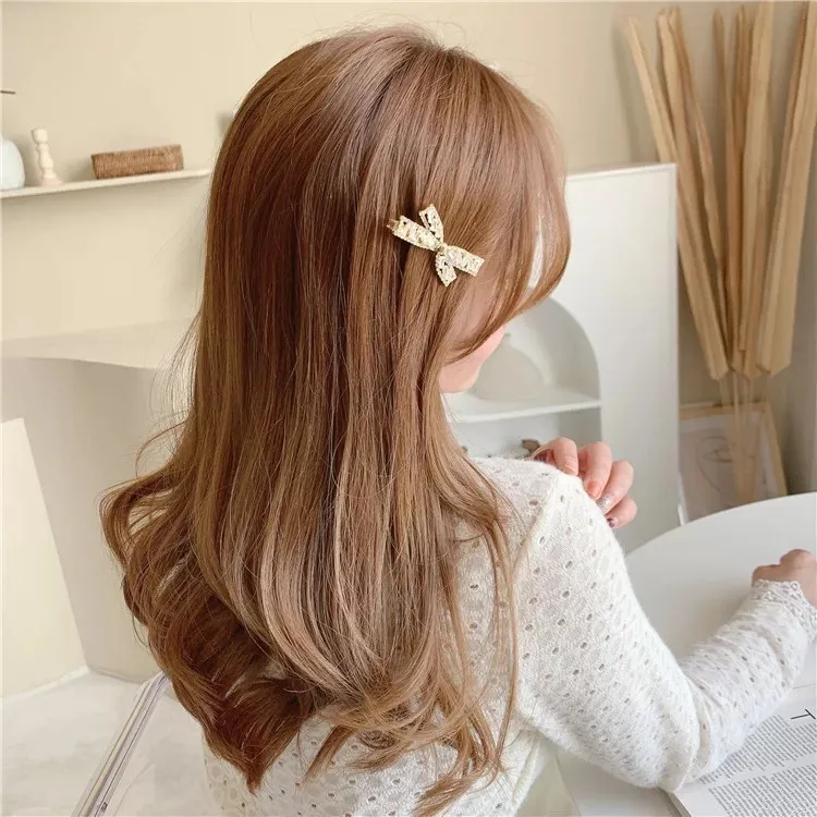 Fashion Zircon Cross Bow Tie Hair Clip Temperament Side Clip Back Head Duckbill Clip Super Fairy Women Hair Accessories