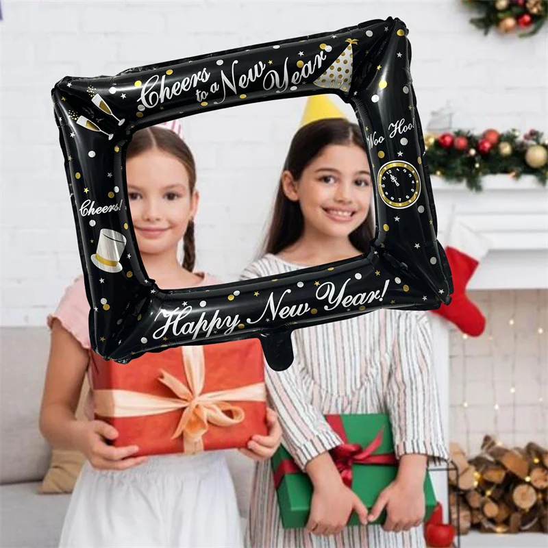 1 قطعة سنة جديدة سعيدة كابينة تصوير الإطار الدعائم احباط بالون ل 2026 السنة الجديدة حفلة التصوير الدعائم عيد الميلاد لوازم الحفلات المنزلية