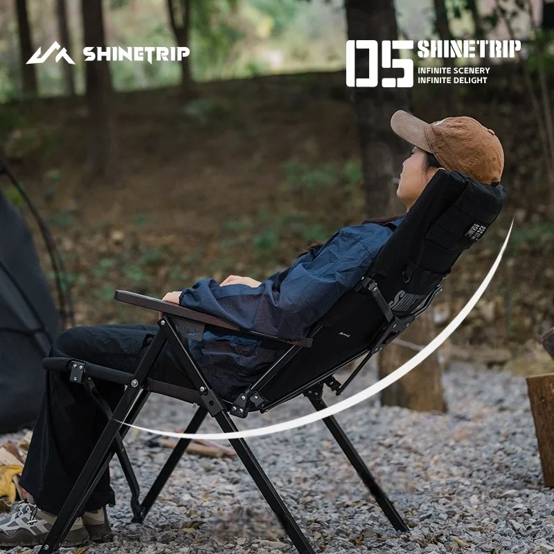 

Складное кресло для кемпинга ShineTrip с регулировкой, подголовником, складной конструкцией для хранения, портативное, из алюминиевого сплава, тактическое, раскладное
