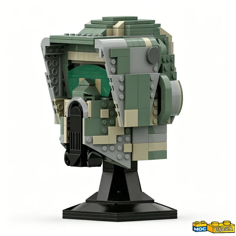 564PCS Small Sci-Fi Trooper Bust Helmet Collection Custom Building Blocks MOC Model Education Assembly Toy Birthday Gift Display