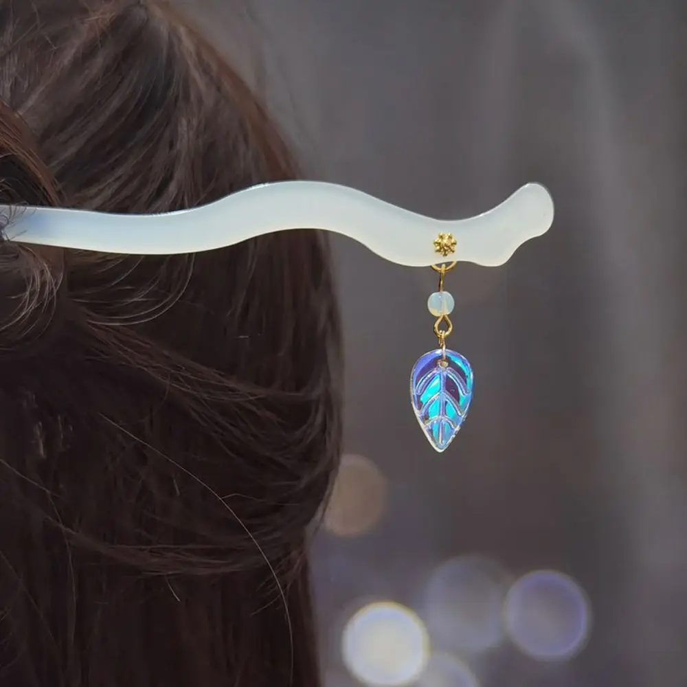 

Korean Hair Clip For Girls Tassel Flower Pendent New Headdress Chinese Hair Fork Leaf Pendent Women Hairpins Hanfu Hair Sticks