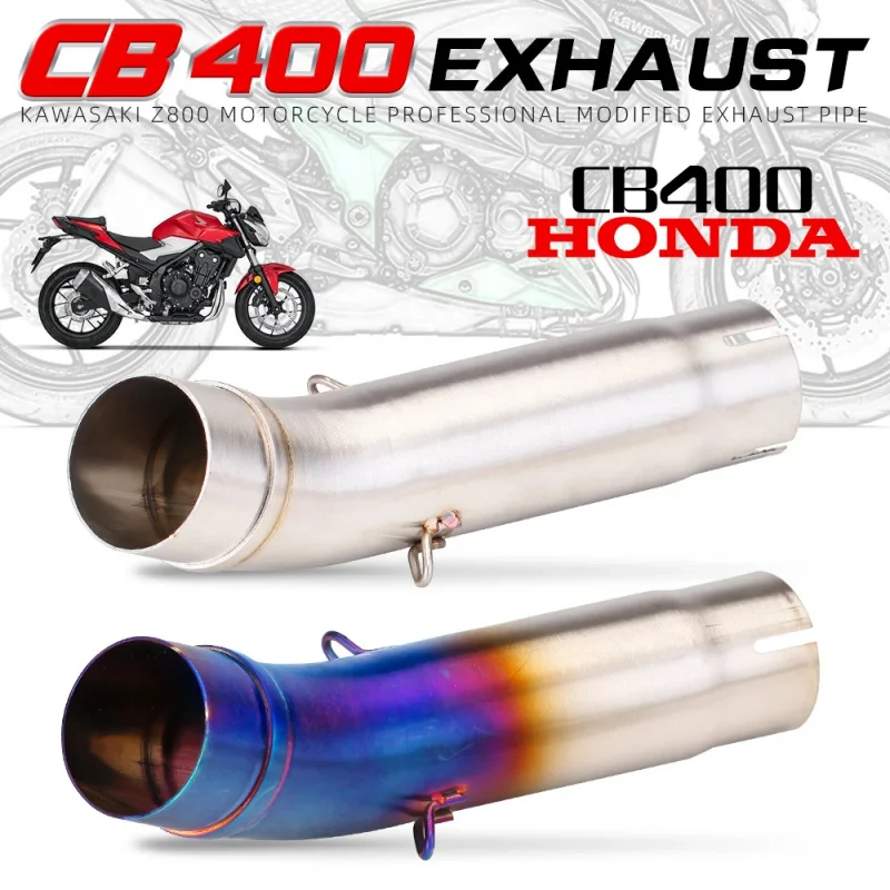Exhaust Center Pipe With Round Muffler For Honda CB400 2007-2020 Motorcycle New view 2