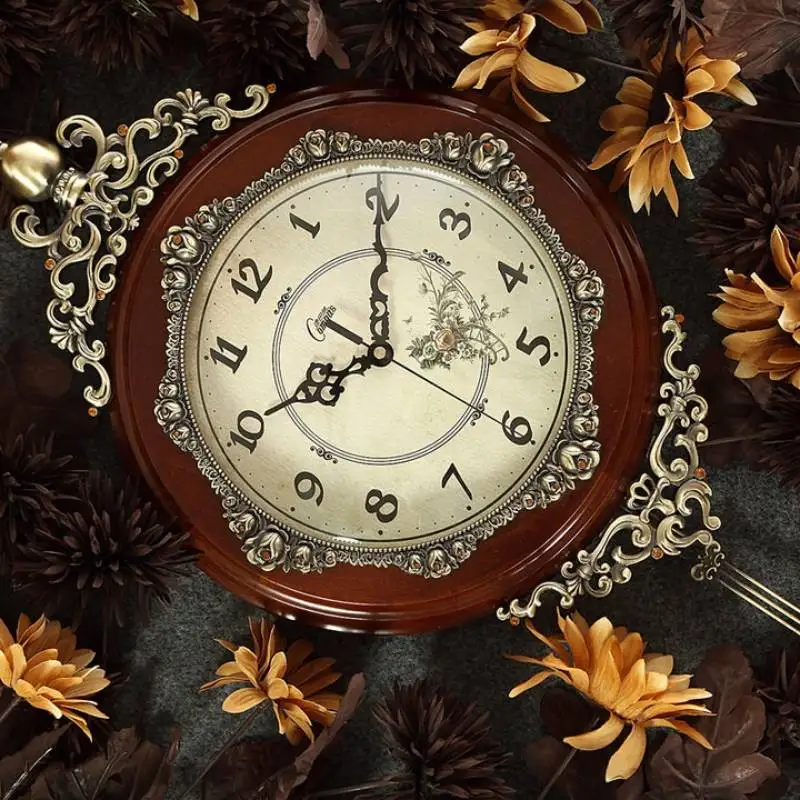 /Nordic Timber Unique Wall Clock Antique Uk Quiet Luxury Art Wall Clock Home Decoration Bedroom Horloges Murales Room Decor