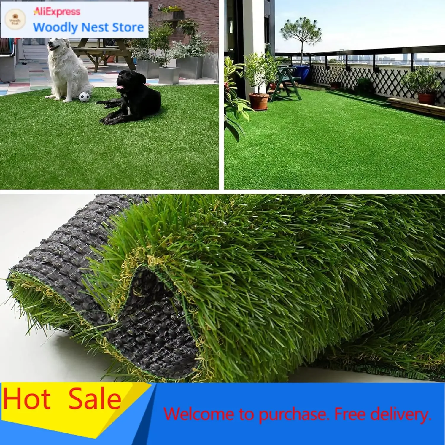 Artificial Grass Turf Rug 12FTX15FT Indoor Outdoor, 1.38