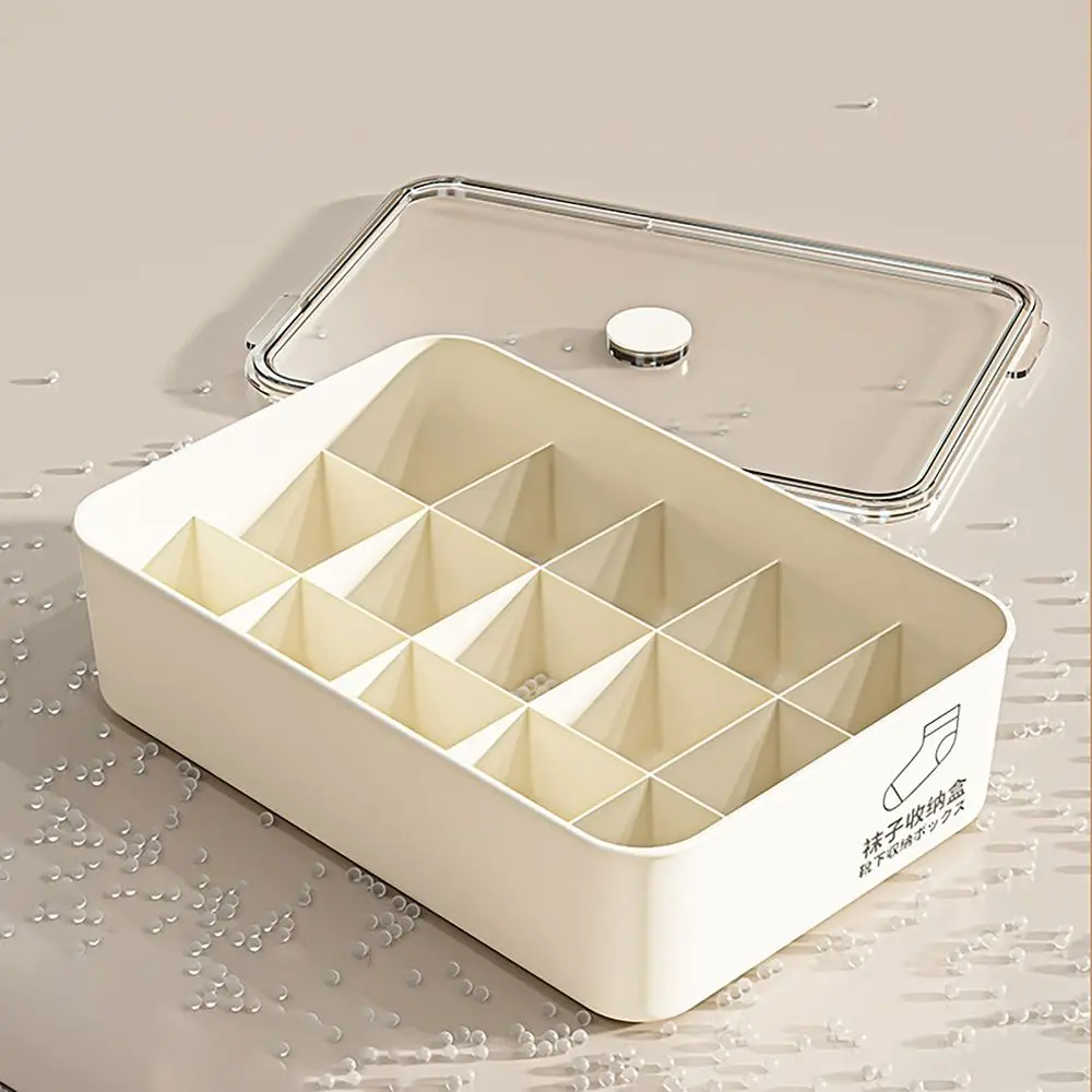 10/15 Grids Underwear Storage Box with Cover Dustproof Panties Socks Organizer Case Classification Stable Stacking