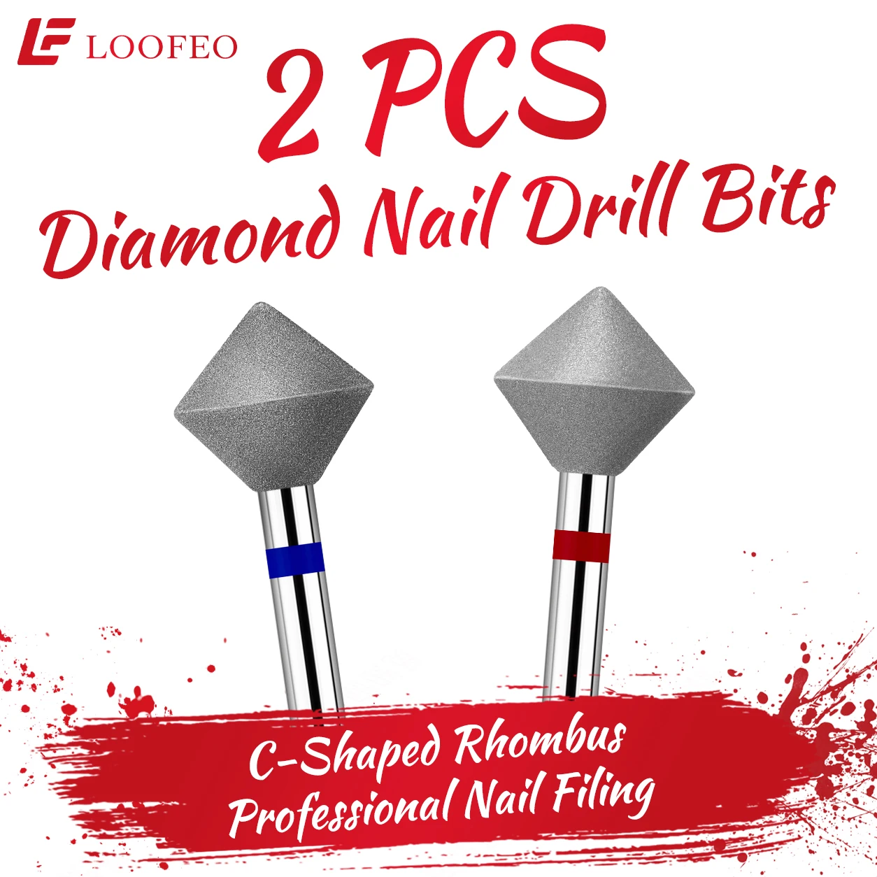 2pcs Diamond Nail Drill Bits for Cleaning Nail Prep Cuticle Sidewall Burrs Milling Cutter E-File Bits Medium Fine Manicure Tool