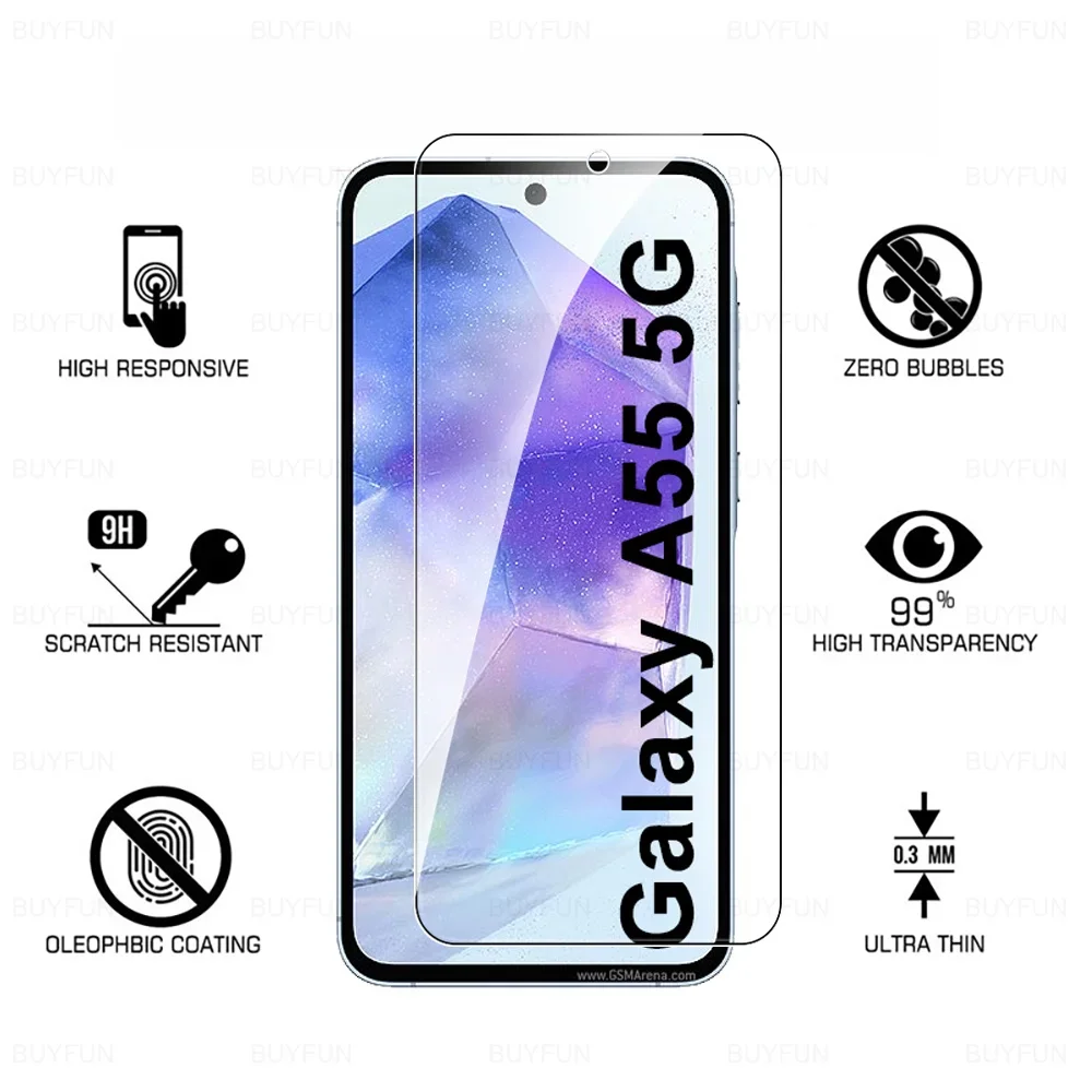Samang A55 Glass 4Pcs For Samsung Galaxy A55 Tempered Glass Samung Samsun A 55 55A 5G SamsungA55 SM-A556B 6.6'' Screen Protector