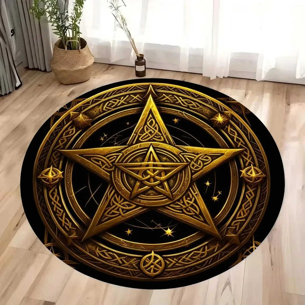 

Волшебный круглый ковер с мультяшным рисунком, стильный нескользящий напольный коврик для гостиной, детской спальни, уютного балкона и декора отеля