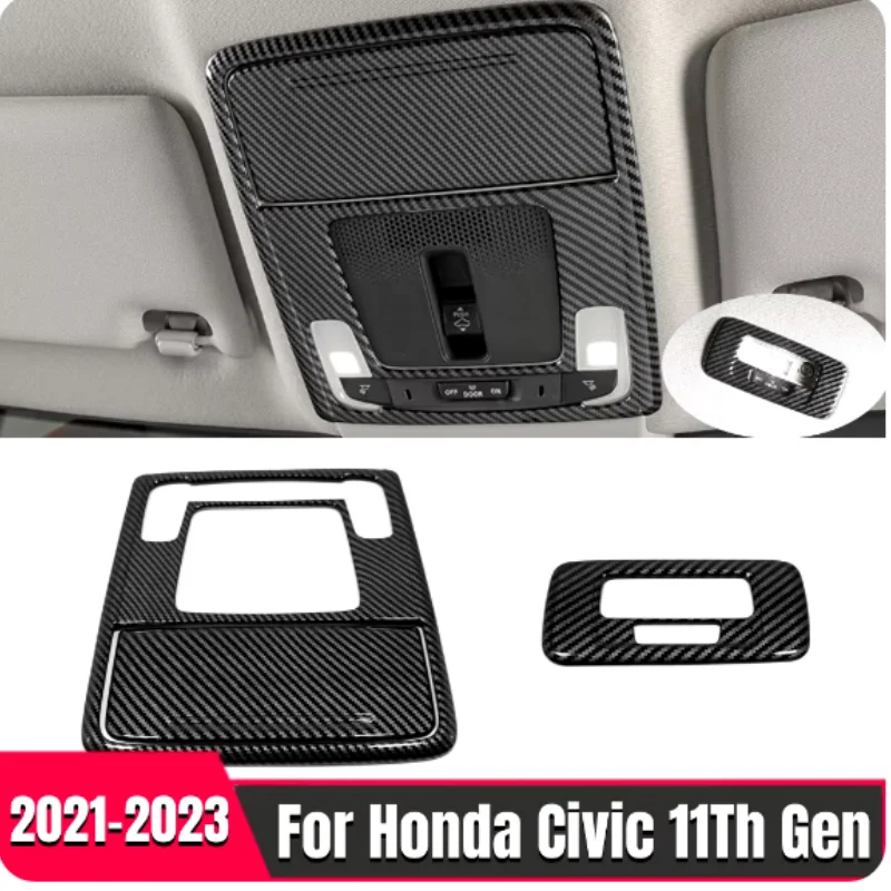 

For Honda 11th Gen Civic Accessories 2022 2023 Carbon Silver Red Trim Car Front Rear Reading Light Lamp Cover Decoration Cover