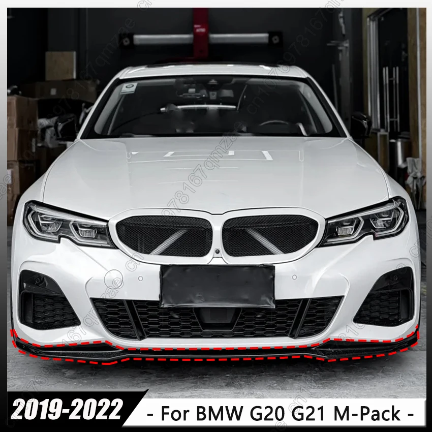 

Передний бампер MP Style автомобиля, блеск для губ, черный для BMW 3 серии G20 G21 M-Pack 320i 330i M340i xDrive 2019-2022, комплекты чехлов