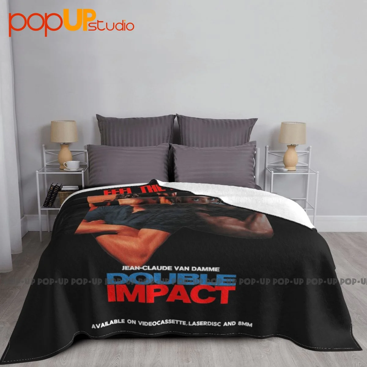 Double Impact Van Damme 1990S 90S Movie Blanket Plush Dual Purpose Faux Fur Mink