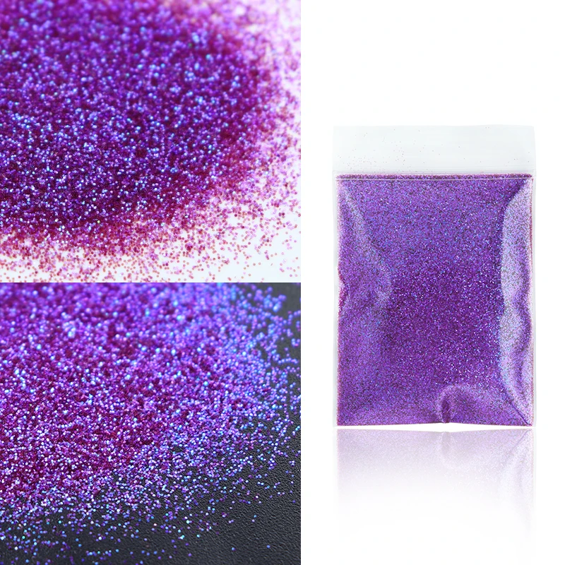 10 G/zak Holografische Glitter Poeder Voor Nagels Ontwerp Paars Roze Pigment Poeder Uv Gel Nail Art Decorations Bling Pailletten Vlokken