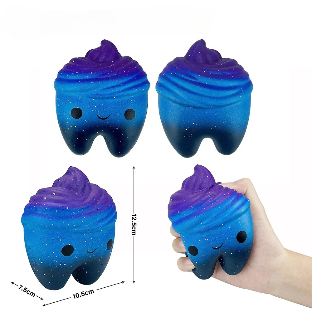 Presente de dentista para crianças e adultos - brinquedo sensorial de apertar de subida lenta em forma de dentes, modelo de demonstração de inquietação manual anti-ansiedade